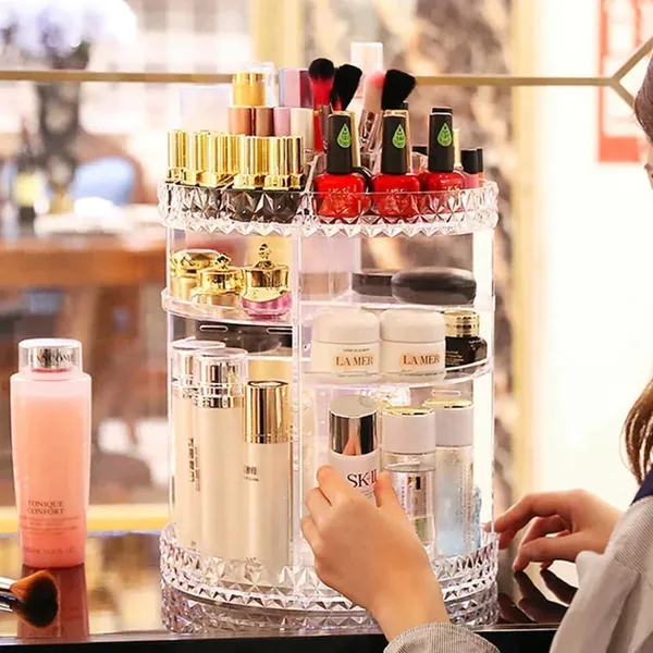 Organizador Giratorio de Acrílico 360° para Cosméticos