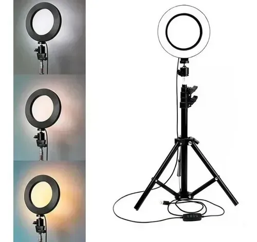 Aro De Luz Led 26 Cm Con Tripode Ajustab